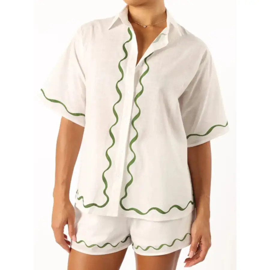 Button Up Half Sleeve Top and Shorts Set