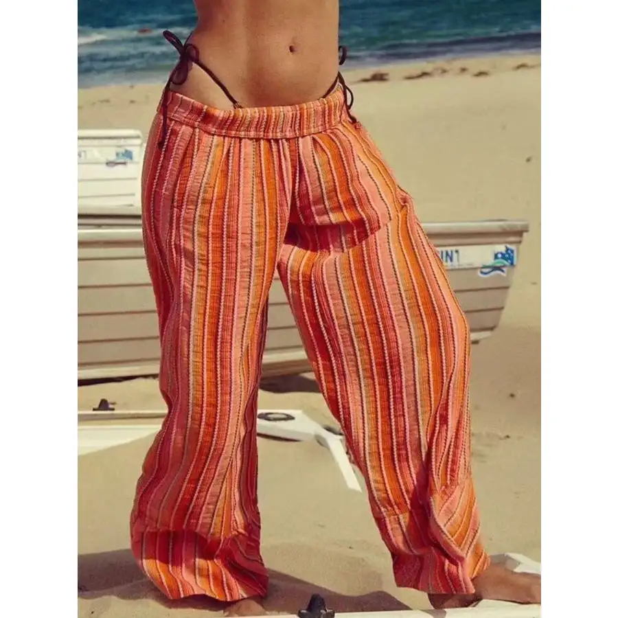 Casual Striped Wide Leg Pants