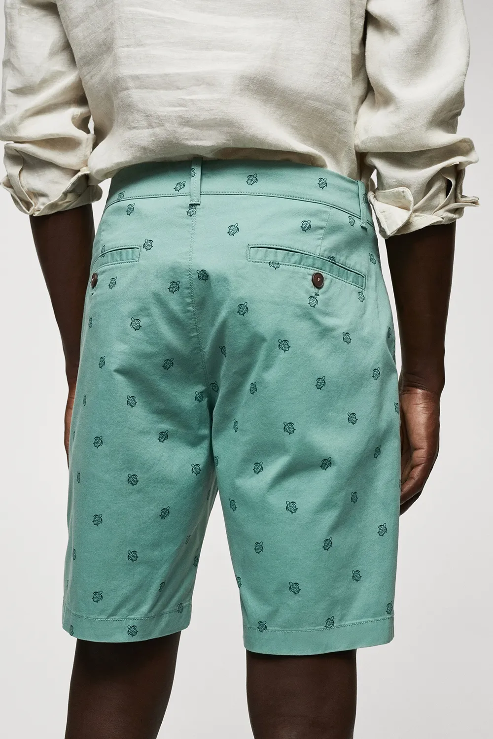 Slim-Fit Cotton Micro-Print Shorts