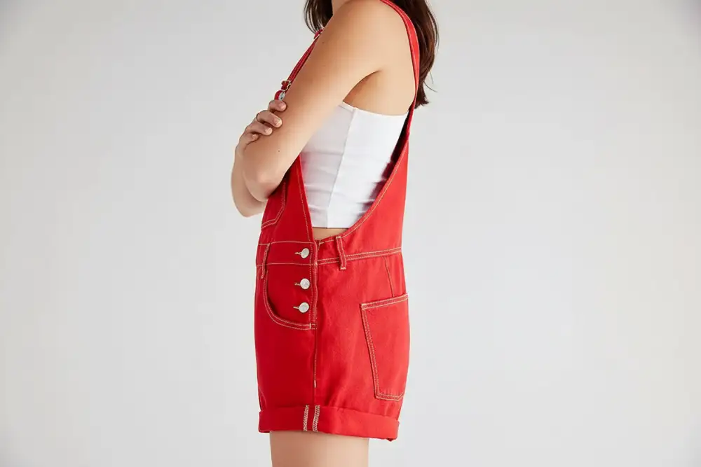 Scarlet Wide Strap Denim Overall Shorts