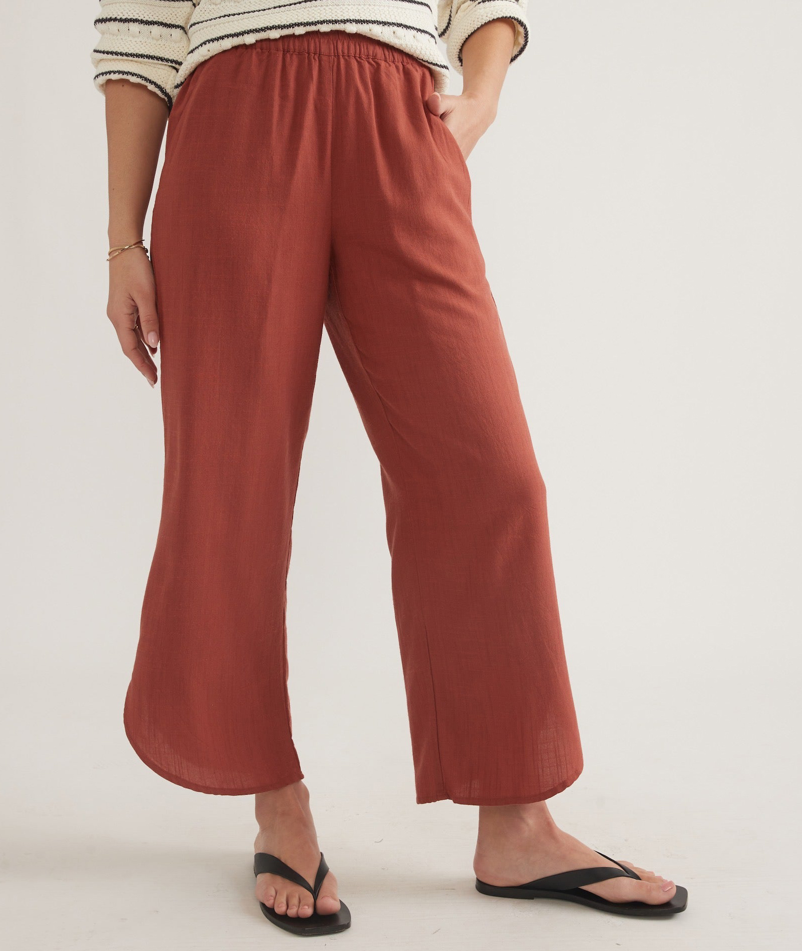 Rust-Colored Wide-Leg Trousers
