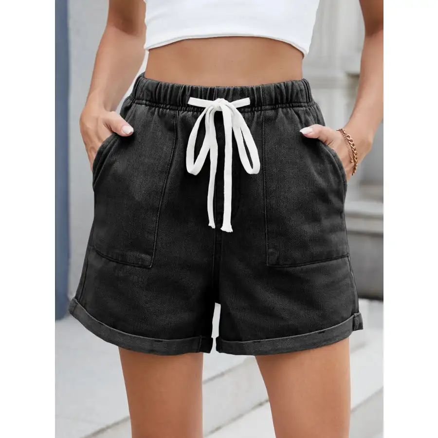 Drawstring Wash Denim Shorts