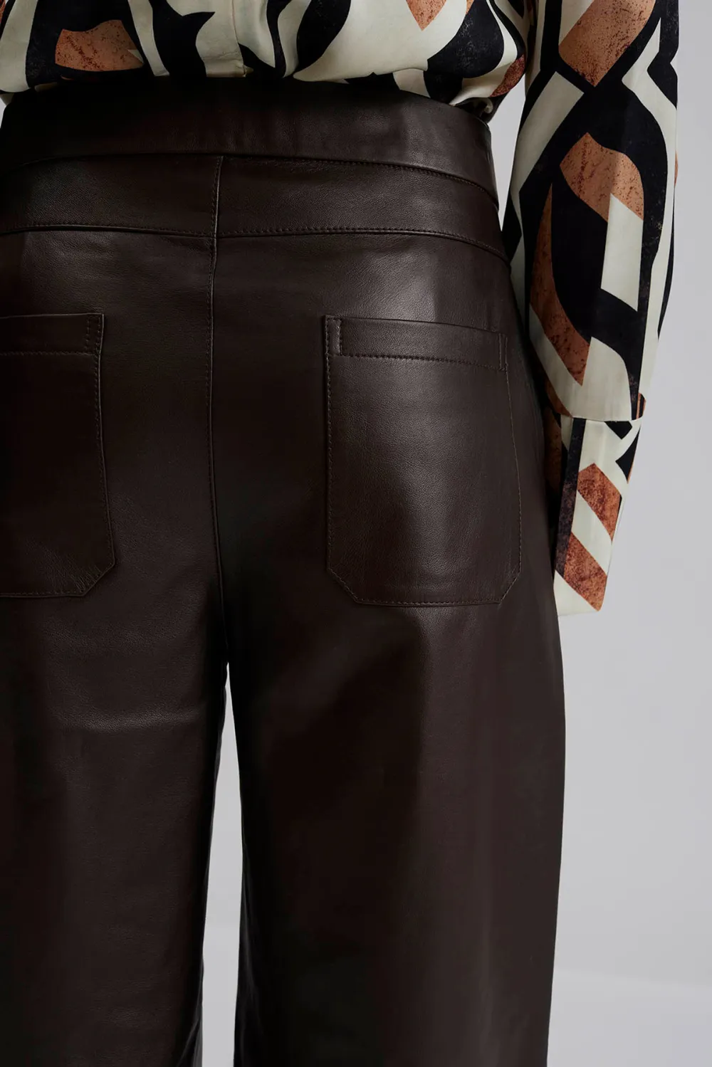 High Rise Wide Leg Leather Trousers