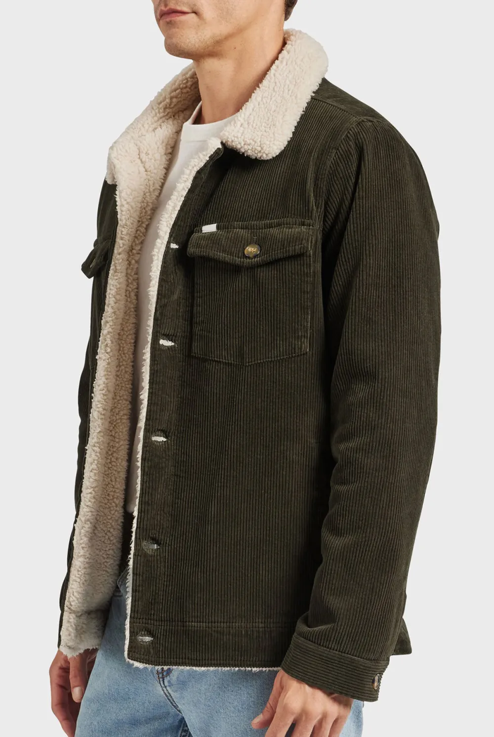 Forest Green Sherpa-lined Corduroy Jacket