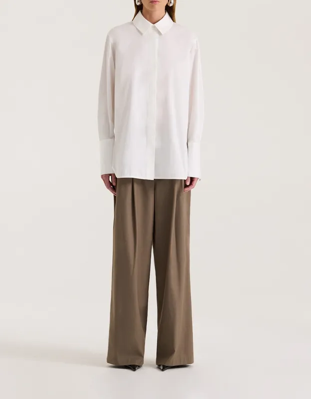 White Hidden Placket Tailored Shirts