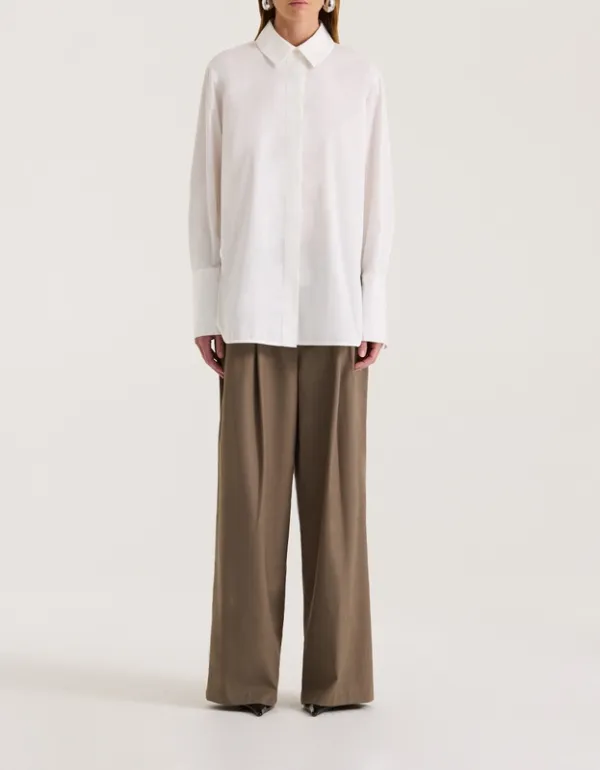 White Hidden Placket Tailored Shirts