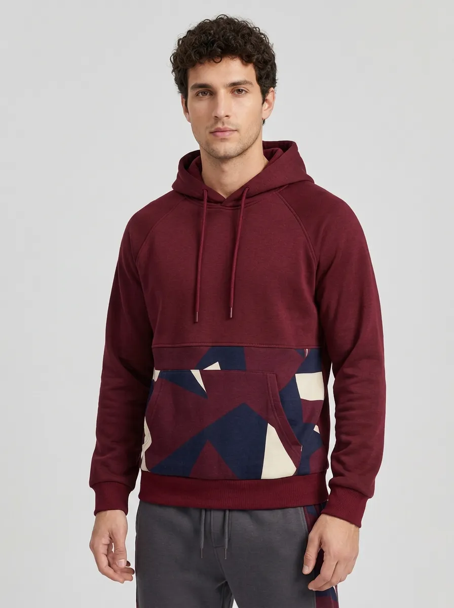 Men's Sporty Geometric Colorblock Printed Tracksuit