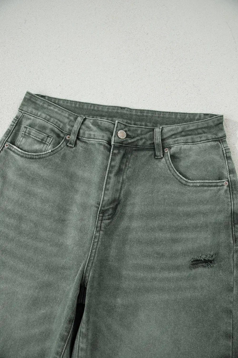 Washed Wide Leg Distressed Denim Jeans