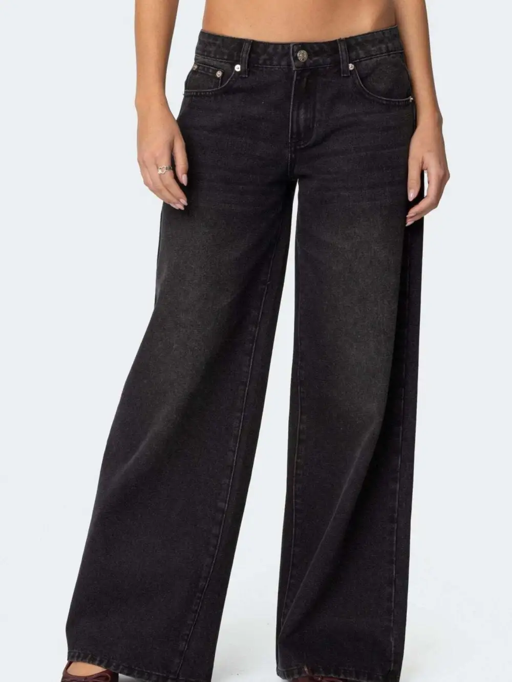 Polished Wide Leg Denim Jeans
