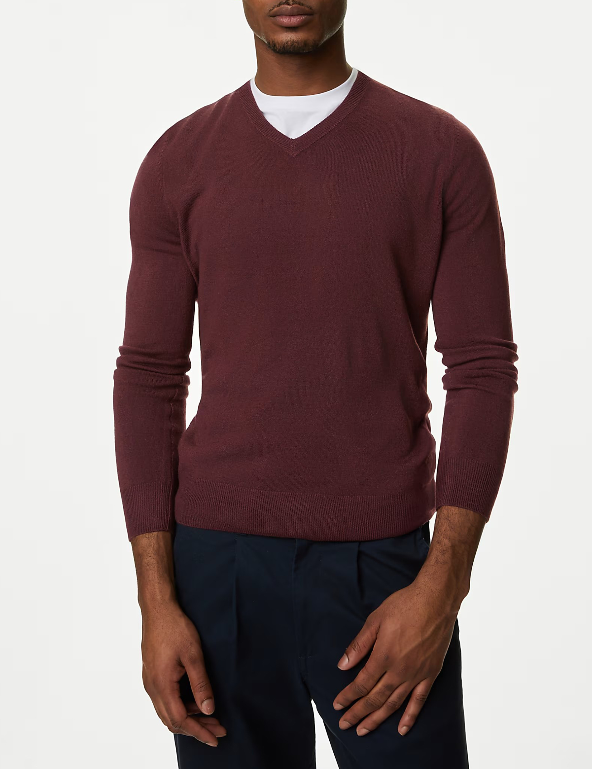 V-neck Long-Sleeved Knitted Sweater