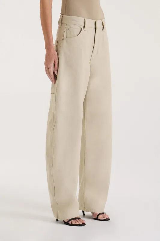 Light Khaki Cotton Carpenter Barrel Pants