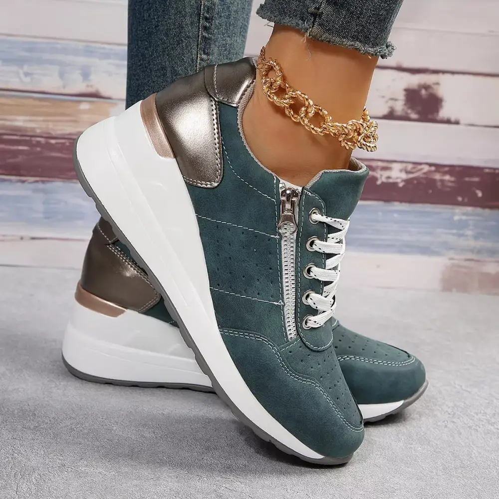 Refined Lace-Up Wedge Sneakers