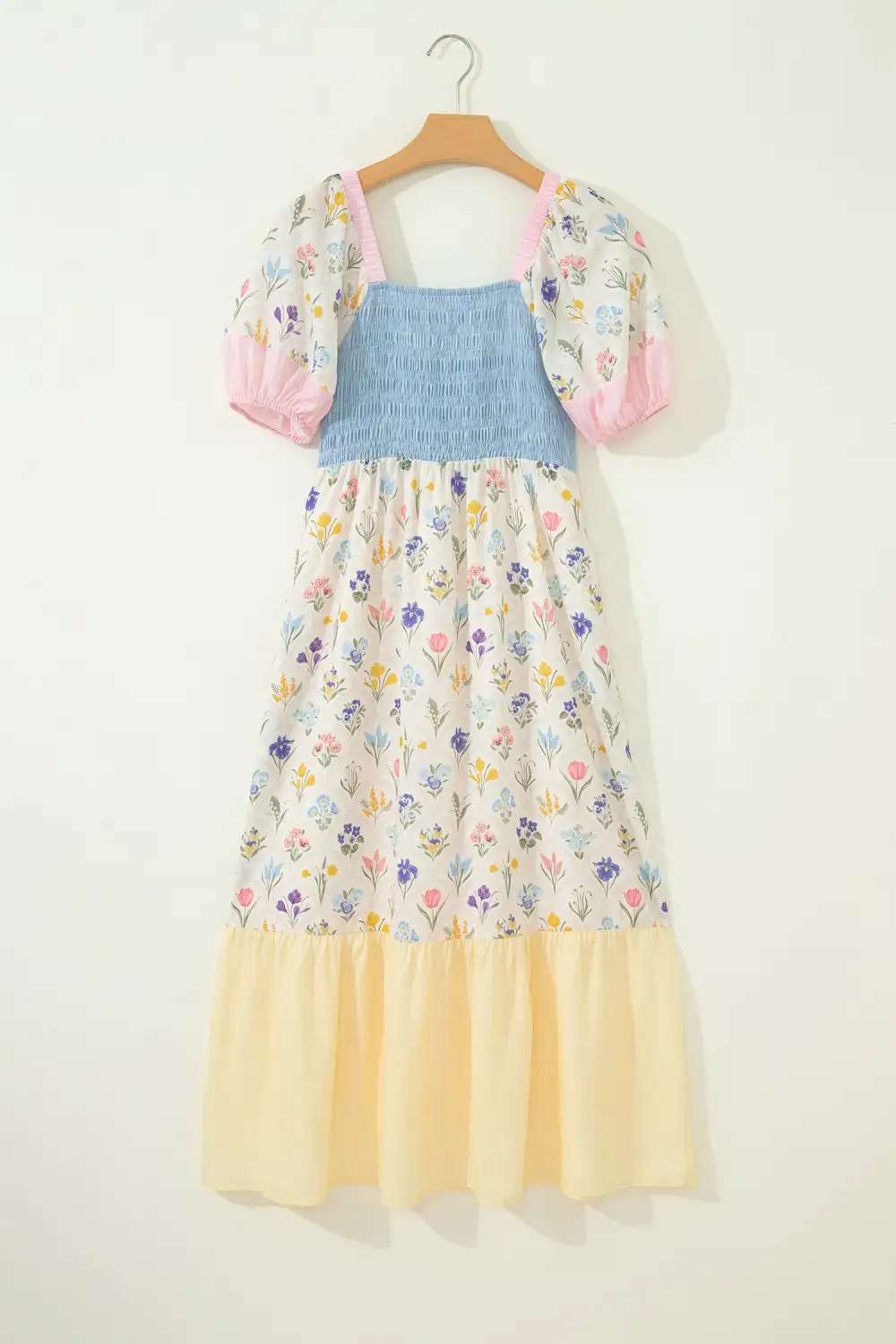 Floral Striped Square Neck Dress Casual