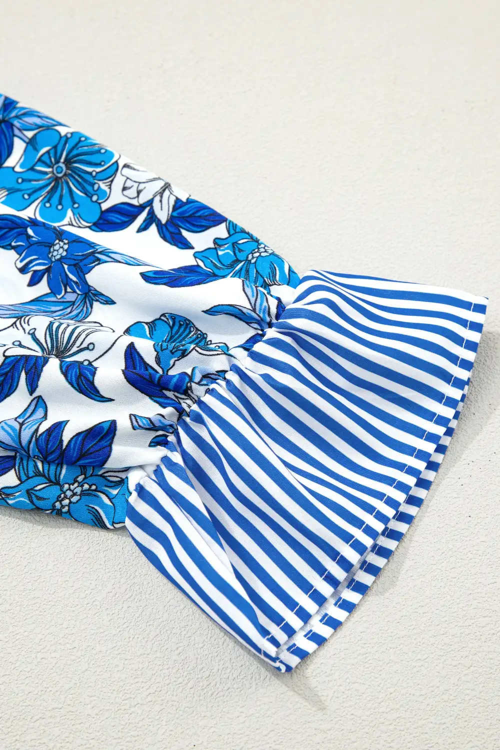 Floral Striped V Neck Blouse