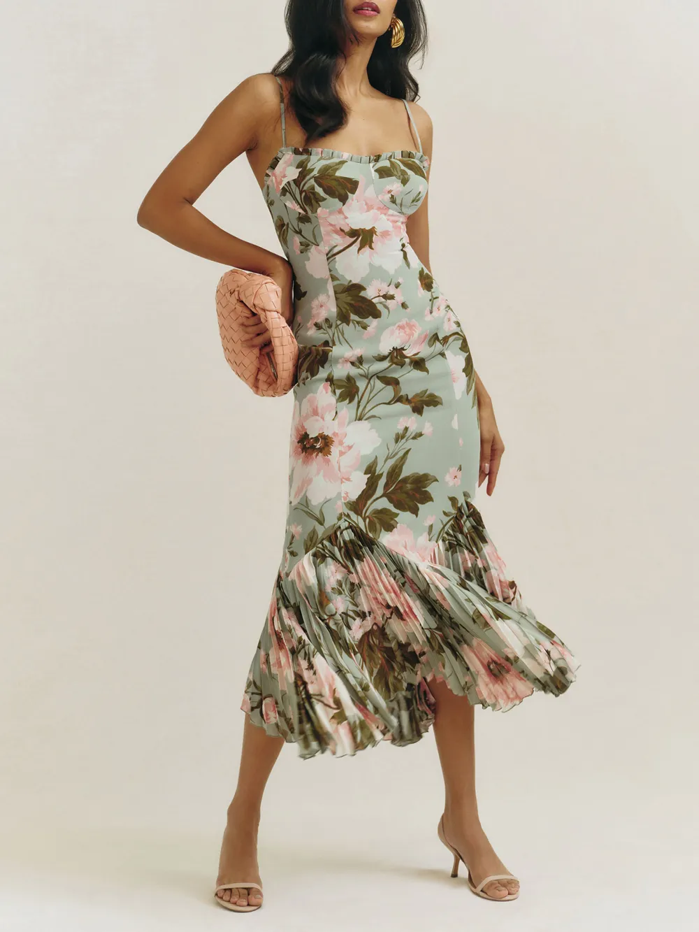 Spaghetti Strap Floral Midi Dress