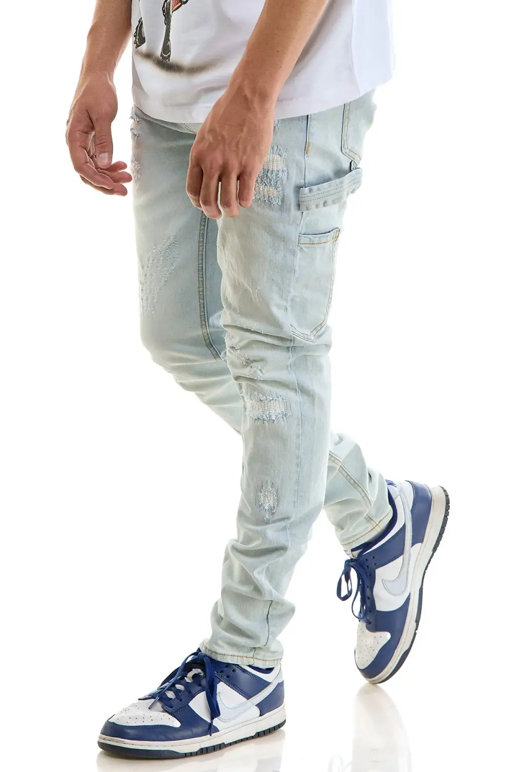 Men's Relaxed Skinny Stacked Distressed Jeans