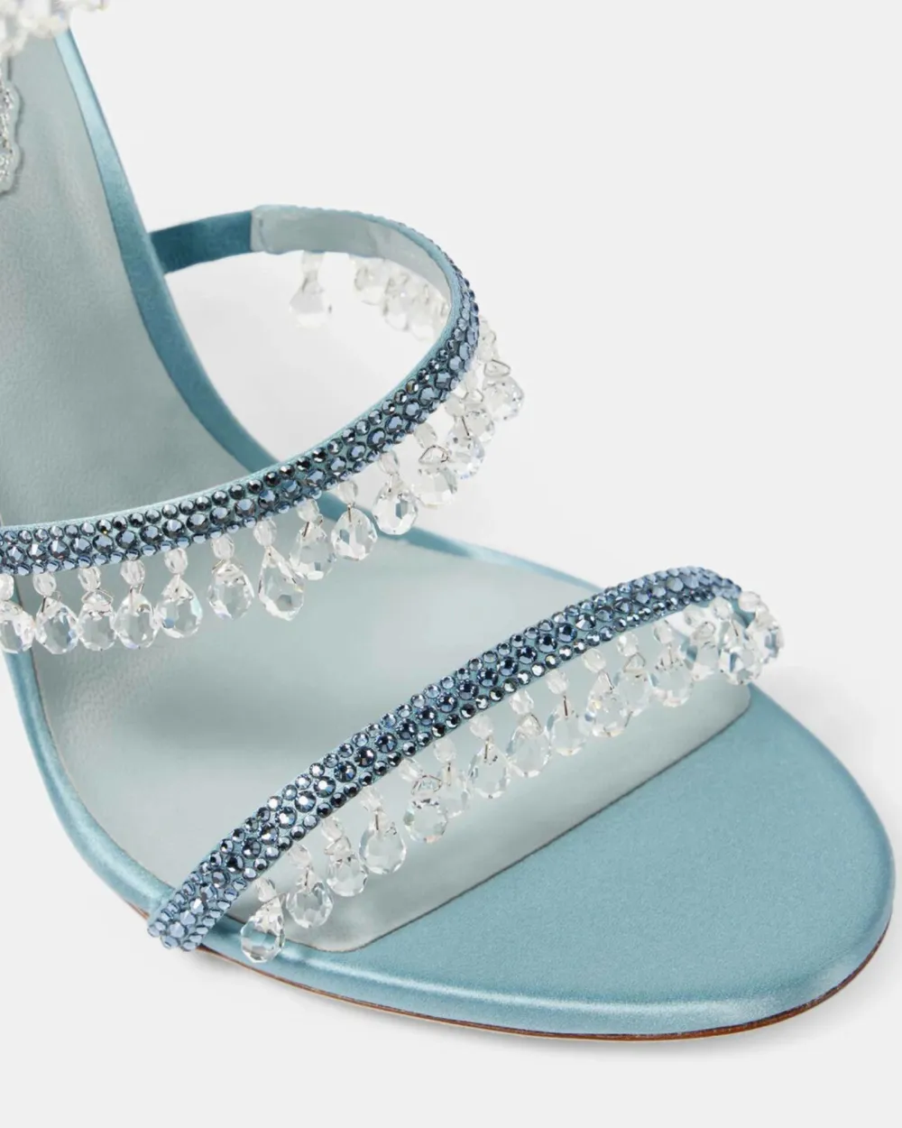 Rhineston Fringe Snake Sandals in Sky