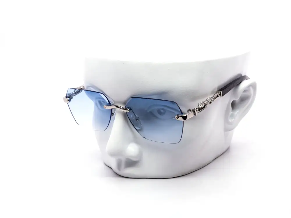 12-Pack Luxury Rimless Cat-Eye Hexagon Gradient Metal Sunglasses