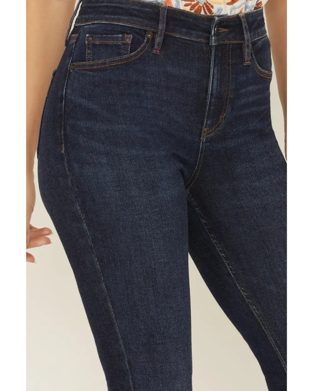 Refined High Rise Bootcut Stretch Denim Embroidered Jeans