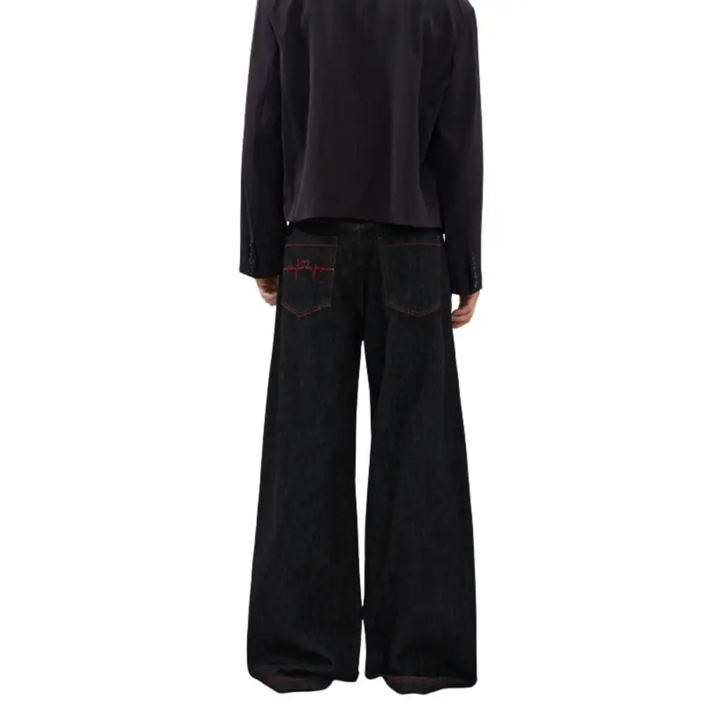 Washed Raw Denim Embroidered Denim Jeans