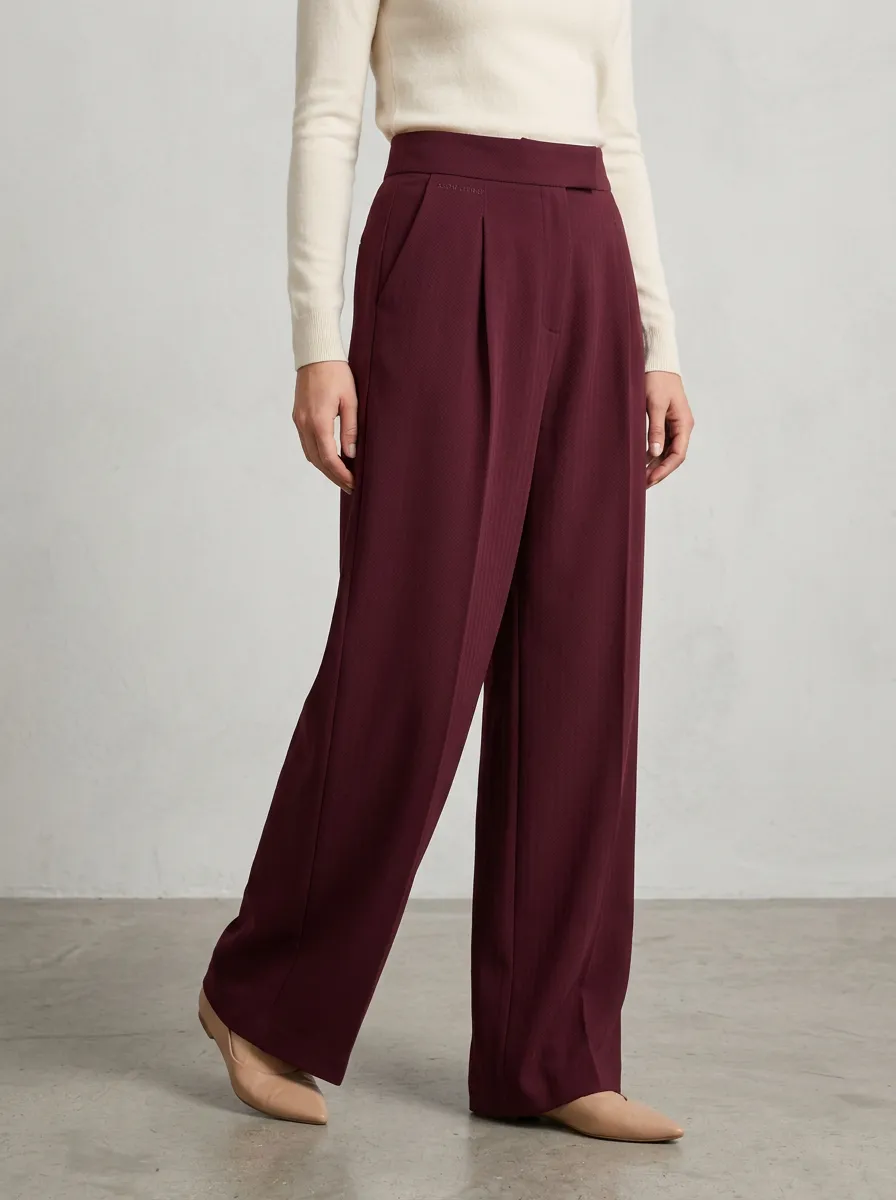Classic Design Wide-Leg Pleated Women's Wide-Leg Pants