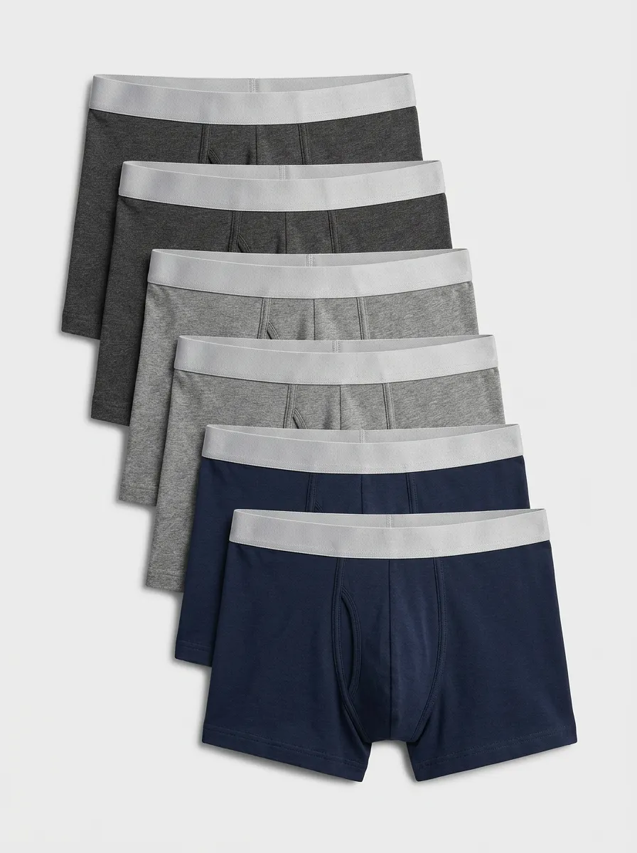 Men's Cotton Basic Solid Color 6-Pack Boxer Briefs