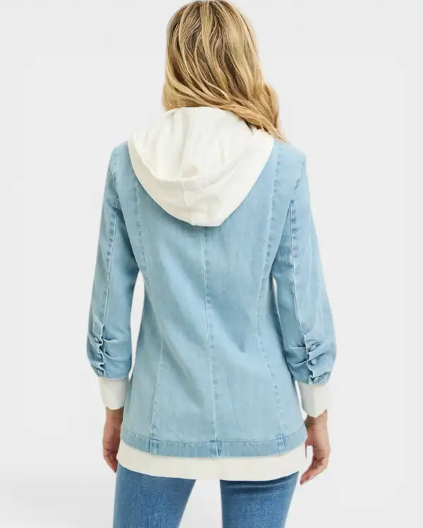 Denim Hooded Blazer Jacket