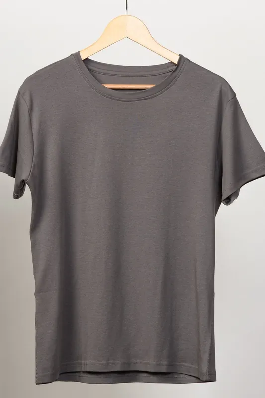 Gray Vintage-Wash Cotton Crew Neck T-Shirt
