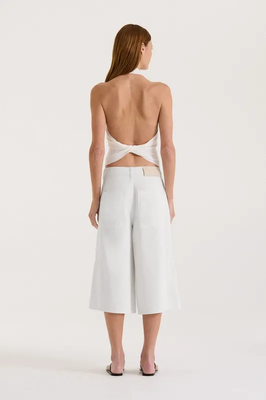 White Relaxed Denim Jort