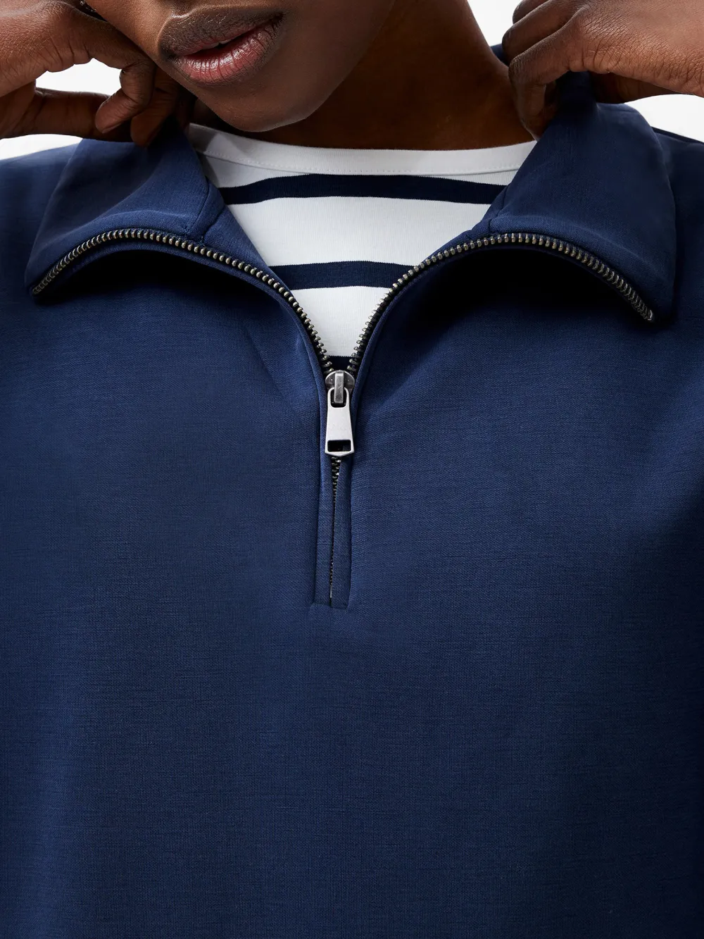 Basic Zip-Neck Sweatshirt With A Lazy Feel