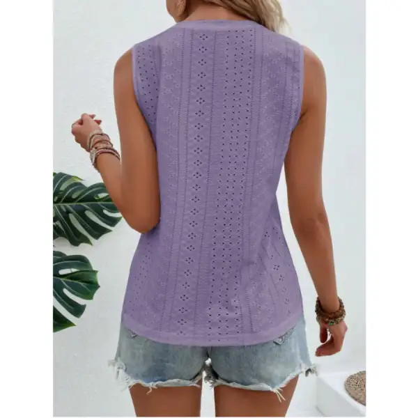 Eyelet Round Neck Tank