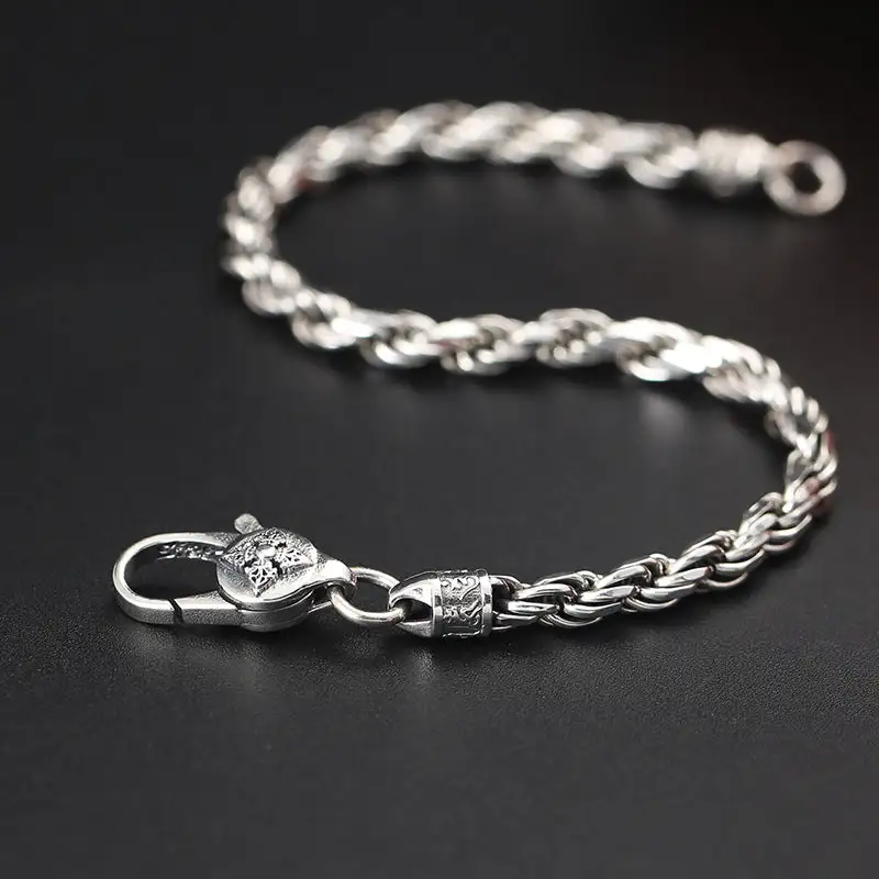 Sterling Silver Om Mani Padme Hum Double Bracelet