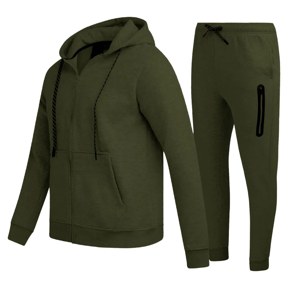 2 Piece Sweatsuit for Men with Zip Up Hoodie & Jogger Sweatpants