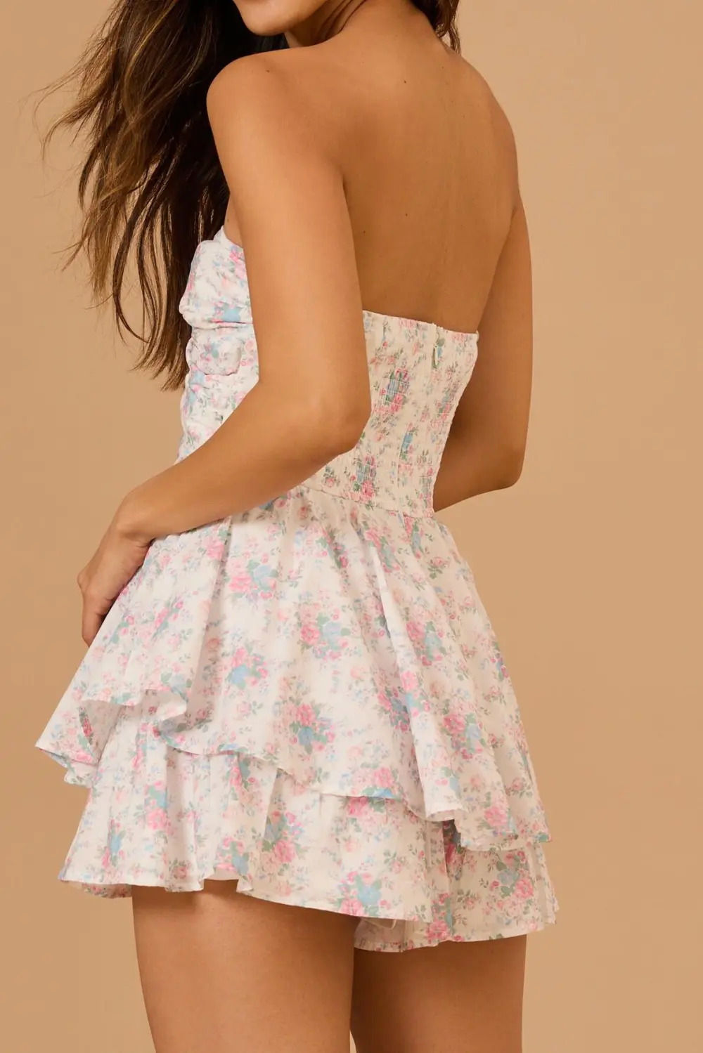 Strapless Floral Romper