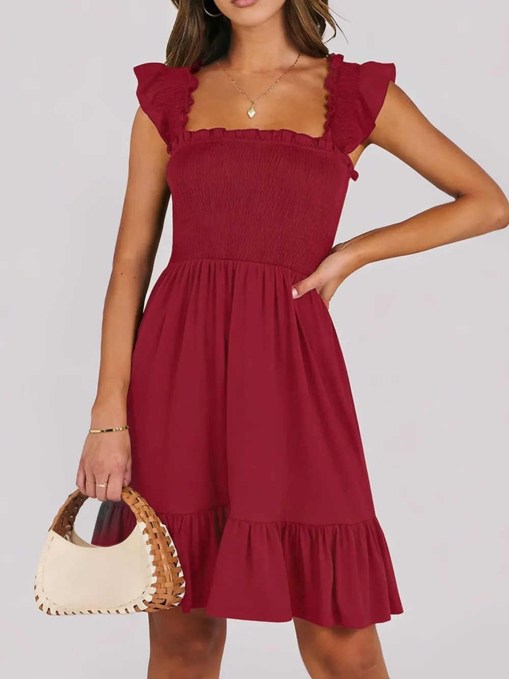 Ruffle Smocked Mini Dress