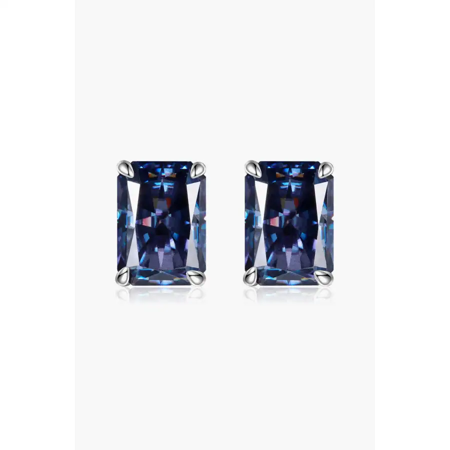 Rectangle Moissanite Prong Stud Earrings