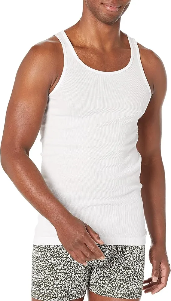 FINAL SALE⚡8 Packs for $24.99⚡Value Bundle Men's Ribbed Cotton Tank Undershirts, Breathable Sleeveless Base-Layer Vests