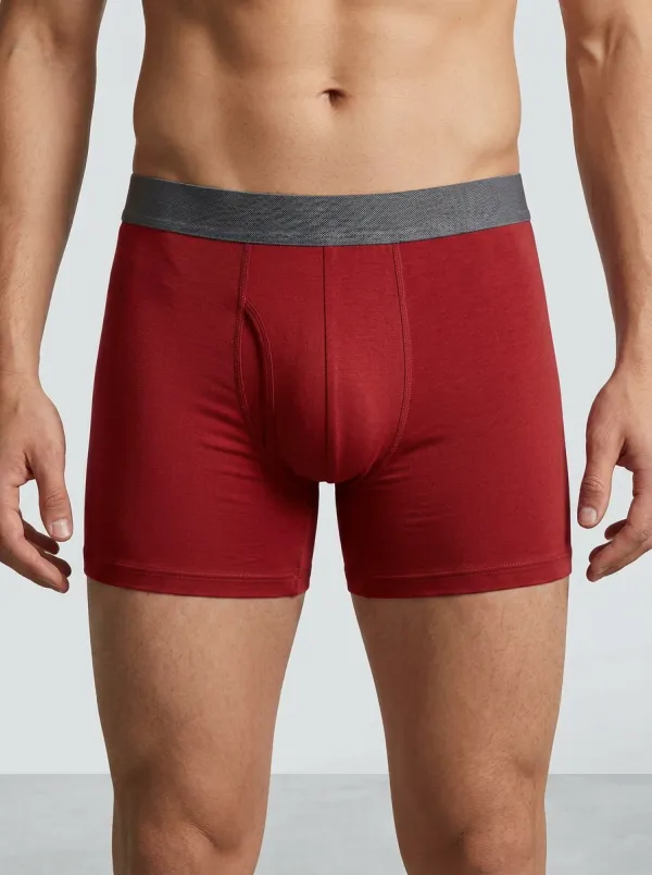 Men's Solid Minimalist Contrast Waistband 3-Pack Boxer Briefs