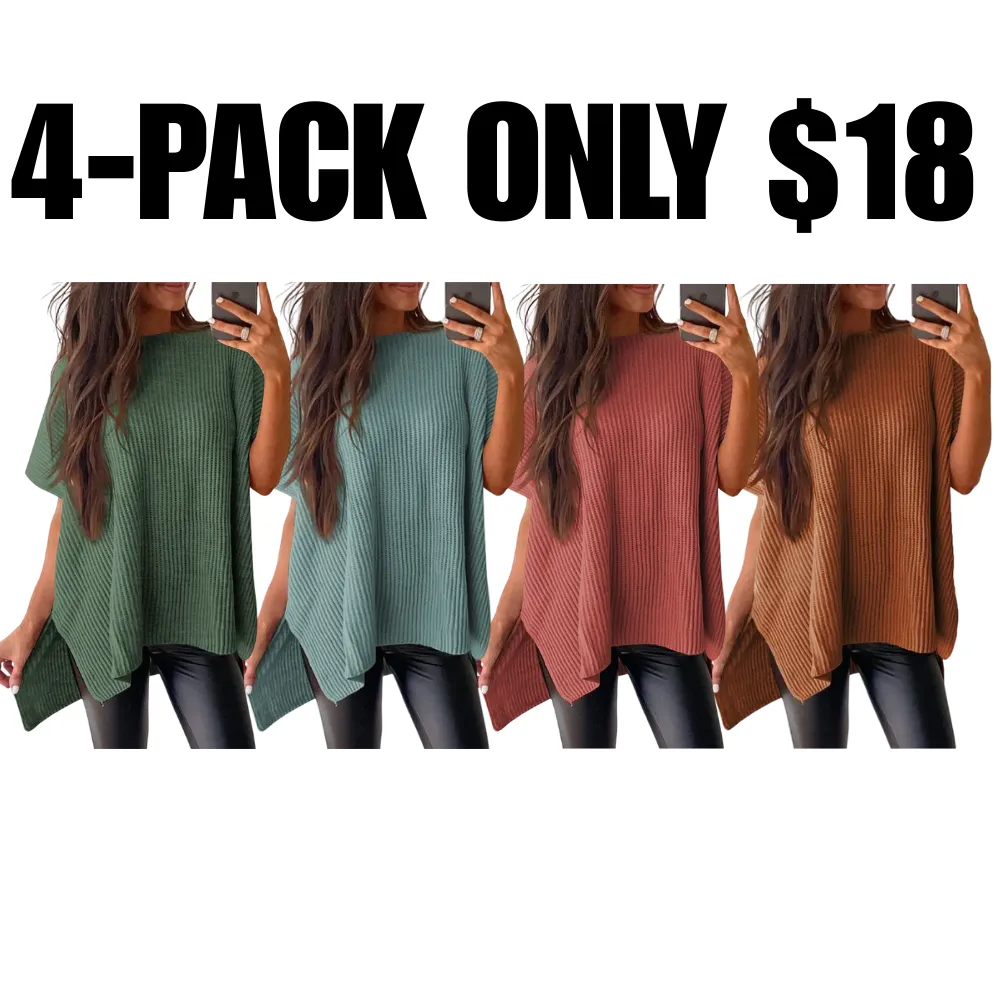 Women's loose-neckline short-sleeved sweater