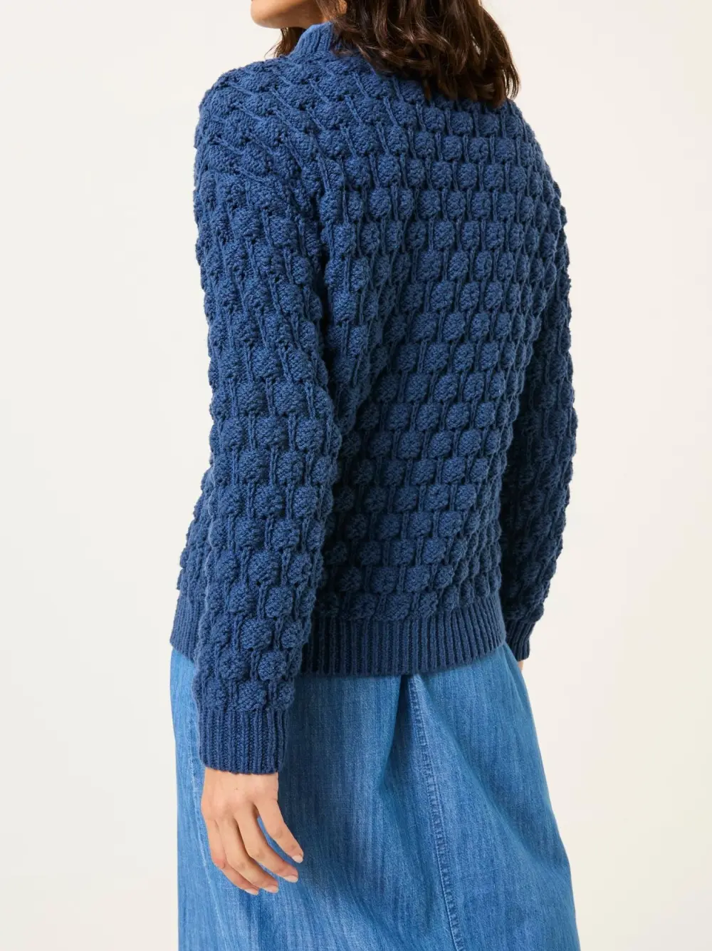 Navy Bea Bobble Knitted Jumper