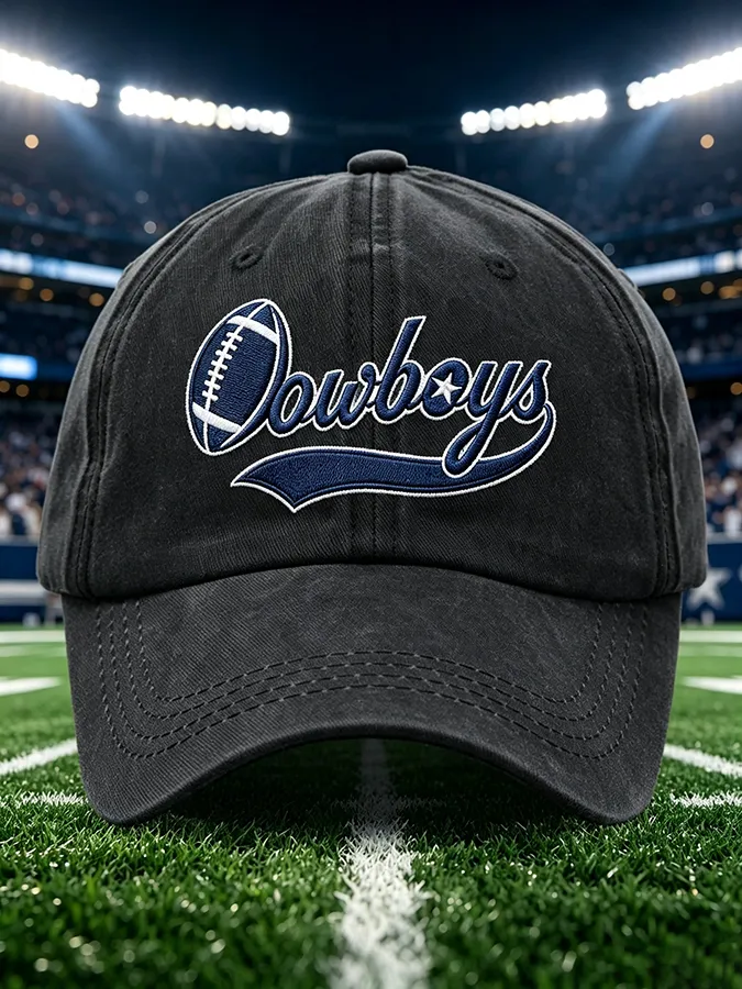 Unisex Football Print Washed Duckbill Cap