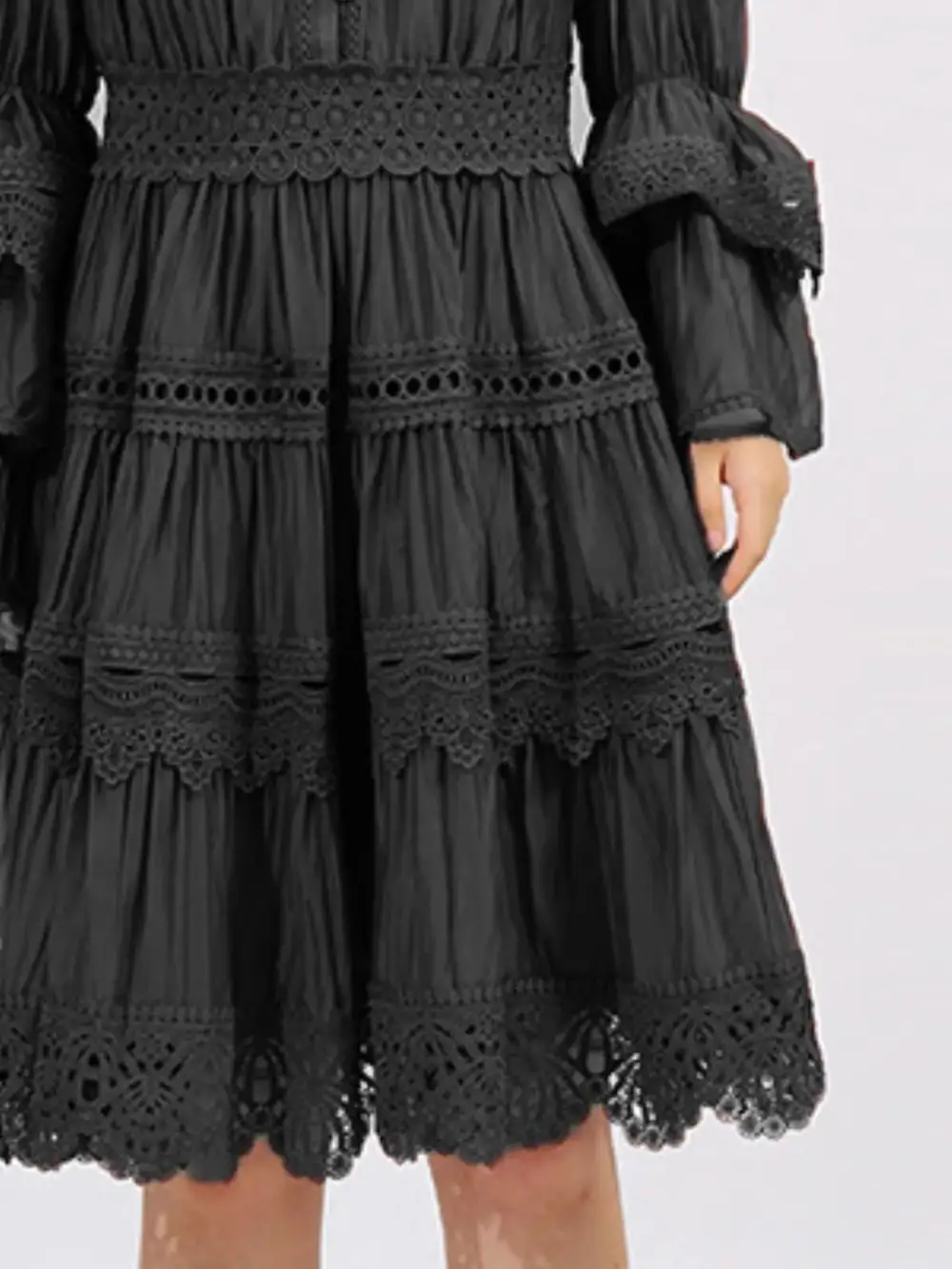 Easy Fit Lace Ruffle Long Sleeve Dress