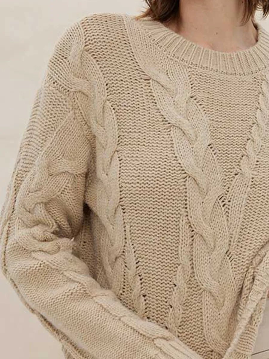 ROUND NECK DROPPED SHOULDER SWEATER