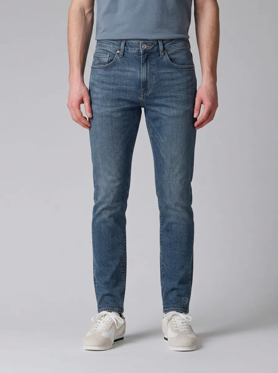 Men's Classic All Day Mountain Logo Embroidered Stretch Denim Jeans