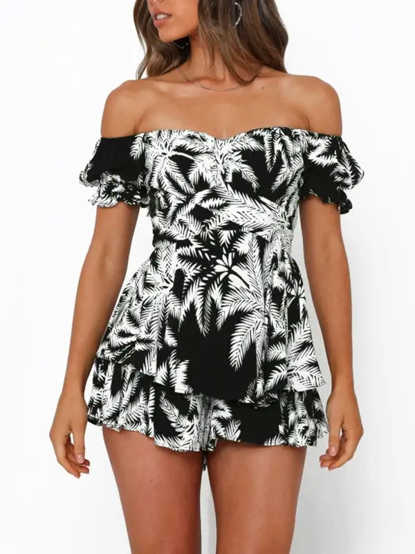 One Neck Lantern Lotus Leaf Short Shorts