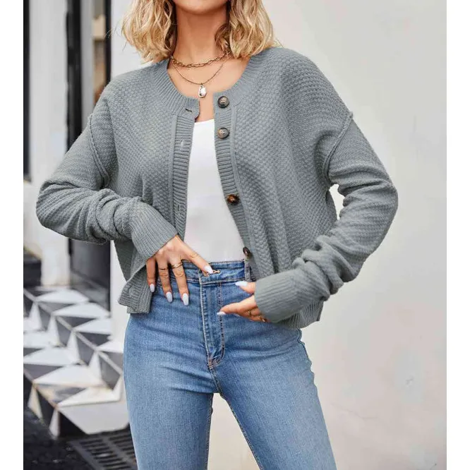 Button Down Exposed Seam Cardigan