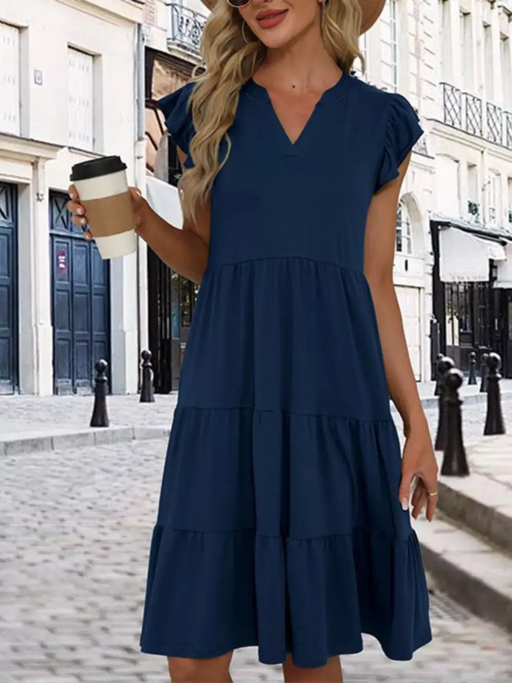 Relaxed Shape Ruffle Tiered Midi Dress