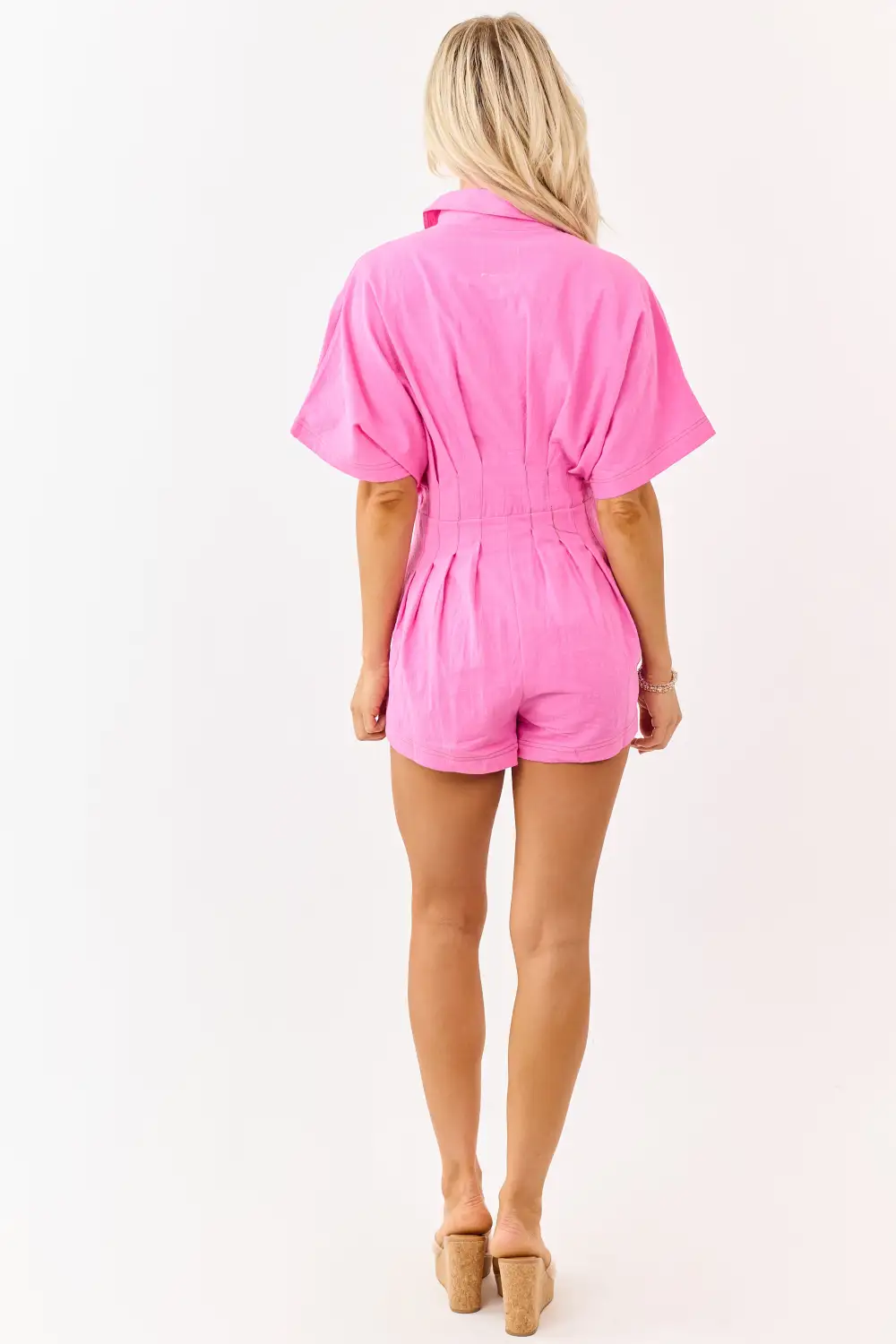 Bubblegum Cotton Button Down Contrast Stitch
