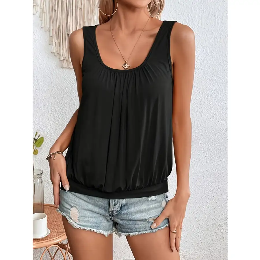 Full Size Ruched Scoop Neck Tank