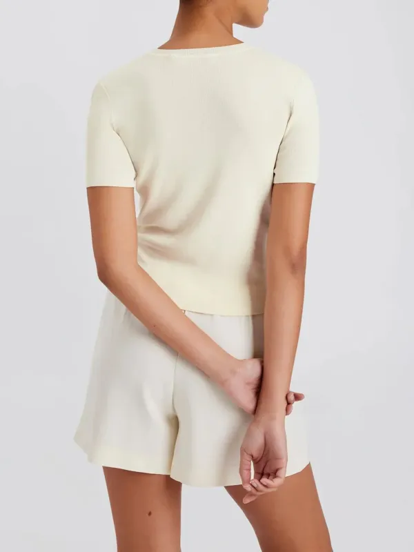 Casual Style Short Sleeve Top Tees Ecru